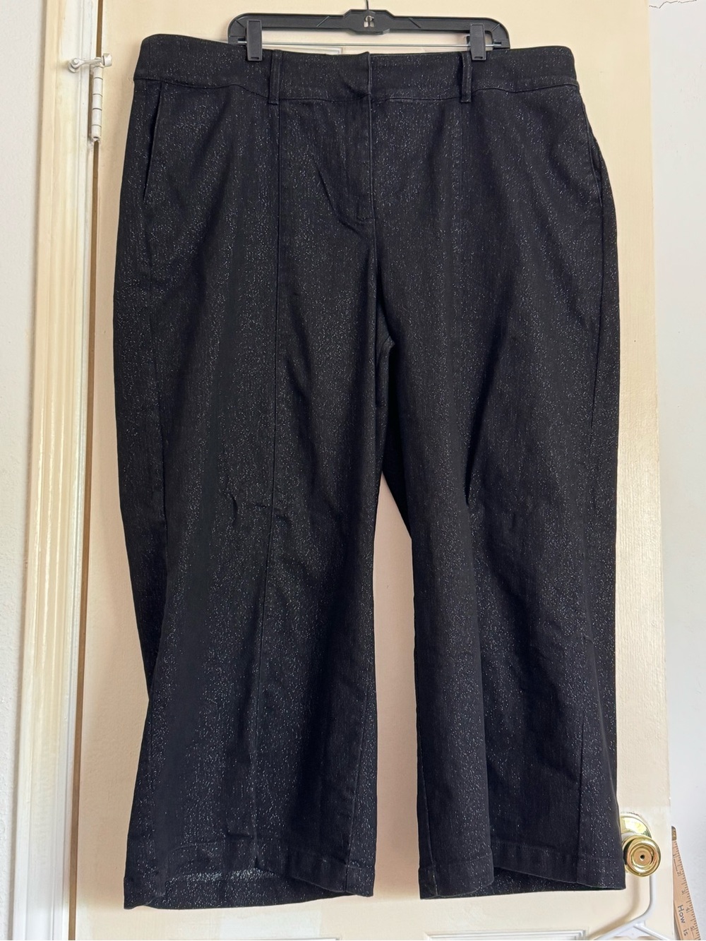 Lane Bryant Black Metallic Sparkle Trousers with Wide Legs